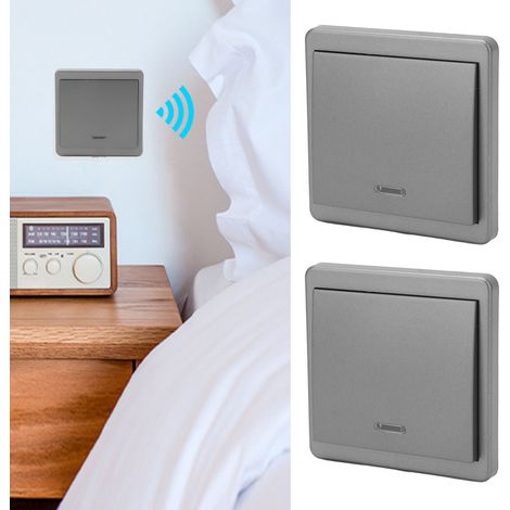 Interrupteur sans fil BWRM/Belme 170240V avec télécommande pour usage domestique, double panneau de commande, gris BEM-RS3K-GLD-R (Chambre/Salon) (1/5)