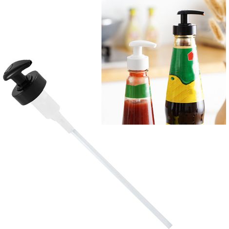 Distributeur à pompe pour flacons à condiments, en plastique, pour la cuisine, noir, diamètre 2,9 cm / 1,1 po (1/5)