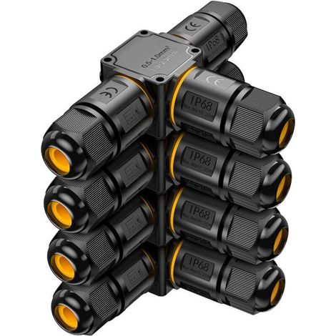 Paquete de 4 conectores impermeables IP68 de 3 pines para cables de 6-11 mm, caja de conexiones para jardín exterior, conexión eléctrica segura. (1/4)