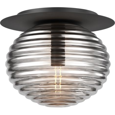Maytoni Reels Lampada da soffitto moderna a globo nera 1xE27 paralume fumé (1/5)