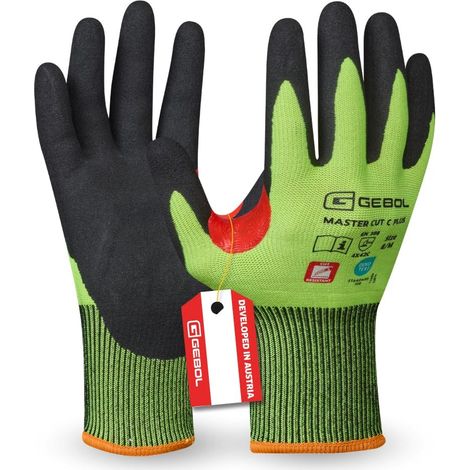 Gebol Master Cut C Plus - Guanti da lavoro in nitrile, protezione antitaglio con punta rinforzata, unisex, in nitrile con protezione contro olio e umidità, taglia M (taglia 8), giallo fluo (1/5)