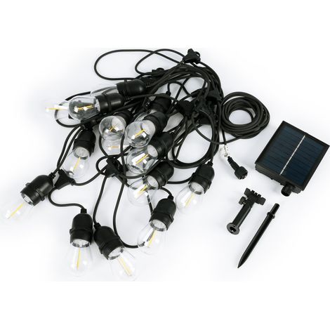 Guirlande guinguette solaire d'extérieur - 15 ampoules LED E27 à (1/5)