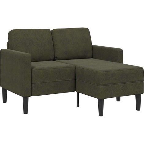 2er-Sofa mit Chaiselongue L-Form Armeegrün 125 cm Kunstleder