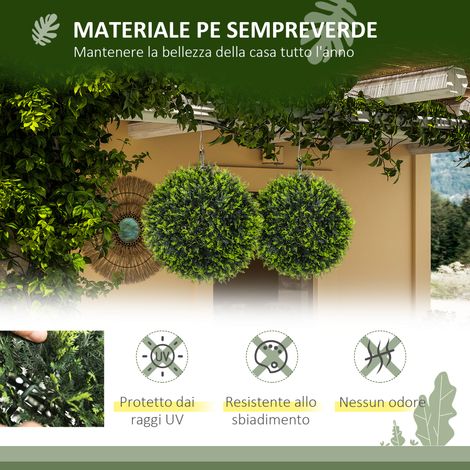 Lot de 2 boules végétales artificielles en feuillage de cèdre vert, Ø45 cm, pour décoration intérieure et extérieure. (1/5)