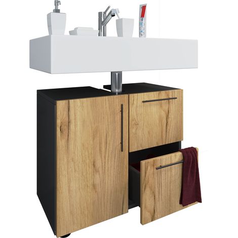 Holz Badunterschrank Flandu Schublade