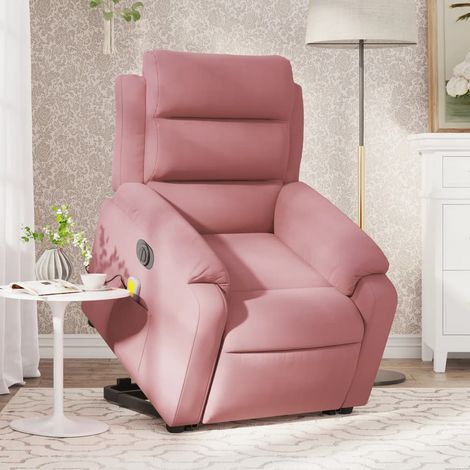 vidaXL Poltrona Alzapersona Massaggi Elettrica Reclinante Rosa Velluto (1/5)