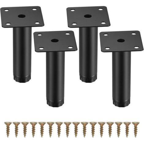 4 Pièces Pieds de Meuble, 10 cm/4 Pouces Pieds de Meubles Réglables, Pieds de Support en Fixation en Métal pour (1/4)
