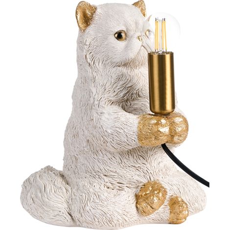 Lámpara de mesa con temática animal lámpara de noche con forma de gato lámpara de lectura para dormitorio blanco Yoko