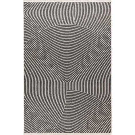 Tapis gris moderne à motifs arcs dense et robuste - 150 x 80 cm (1/5)