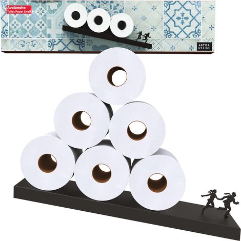 Étagère Flottante pour Papier Toilette – Porte-Rouleau de Papier Toilette incliné Noir Mat pour Un Rangement Facile dans la Salle de Bain – Organiseur Mural Moderne pour Rouleaux, mouchoirs (1/5)
