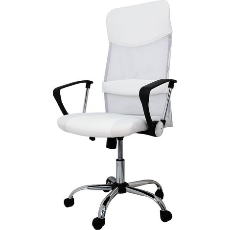 Chaise de bureau avec repose-tête, simili cuir, blanc (1/5)