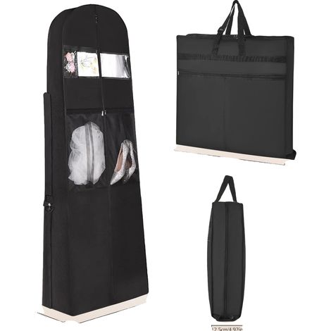 Porta abiti in resistente tessuto Oxford, con tasche a rete, colore nero. (1/2)
