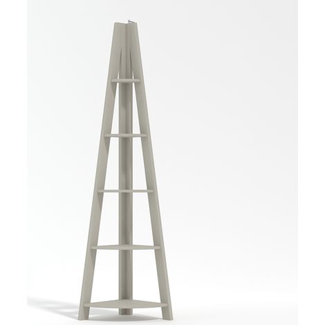 Tiva Corner Ladder Shelving - MDF - L38.6 x W38.6 x H175.4 cm - Grey