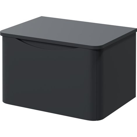 Vela Satin Anthracite 600mm Wall Mounted Single Drawer Vanity Unit for Countertop Basins