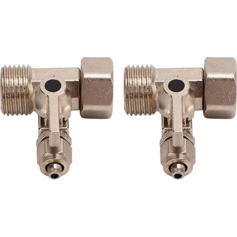 Lot de 2 vannes à bille 1/4 po avec joint pour purificateur d'eau, accessoires de robinetterie de rechange en alliage (1/5)