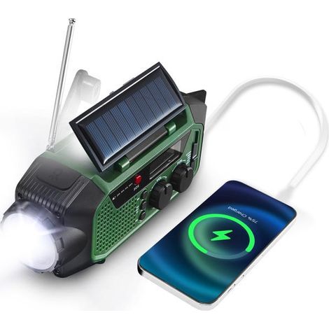 Hand-Crank Radio  Solar-Powered Outdoor Survival Radio, Wireless Speaker with Flashlight (1/5)