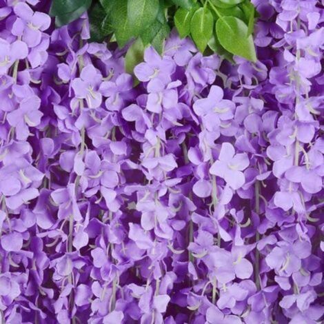 Lot de 12 Artificielle Fleurs Faux Wisteria Vigne Soie Fleur Suspendue Guirlande pour la Maison Jardin Partie De Mariage Décor Simu (1/4)