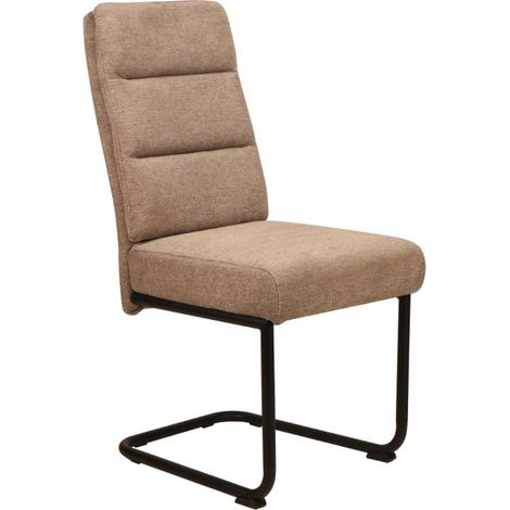 Chaise pieds traineau tissu taupe Katleen (1/5)