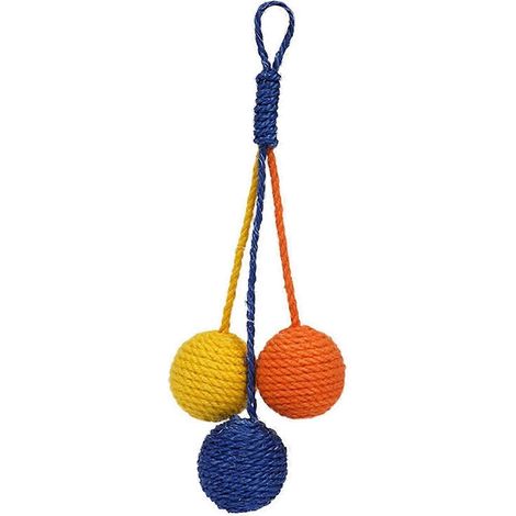 Balles amusantes pour chats, jouet interactif portable en sisal pour attraper et poursuivre, outil d'entraînement pour animaux de compagnie-Orange Yellow (1/5)