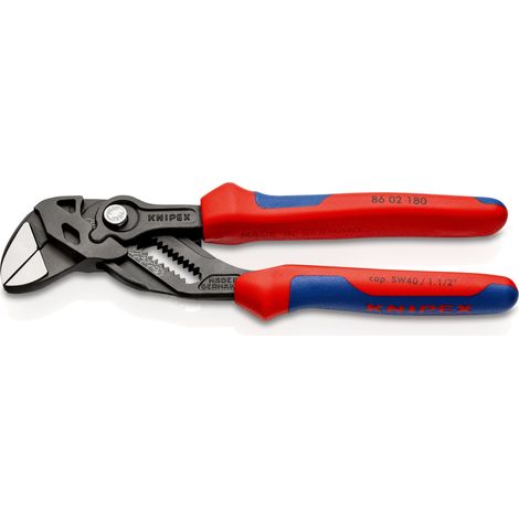 KNIPEX 86 02 180 Tenaza llave alicate y llave en una sola herramienta con mangos multicomponentes gris atramentado 180 mm