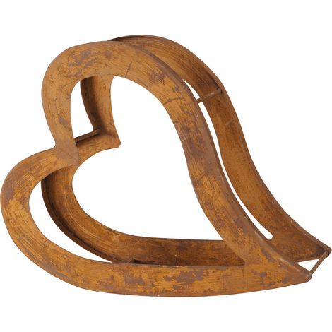 Kamin Feuer Holz Regal Aufbewahrung Herz Form Innen Außen Deko Rost Optik 73 cm Boltze 1008289 (1/5)
