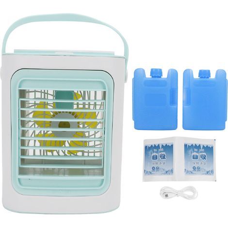 Portable evaporative air conditioner with misting function, 3 speeds, 7-color LED light, quiet operation, USB powered for office/bedroom (1/5)