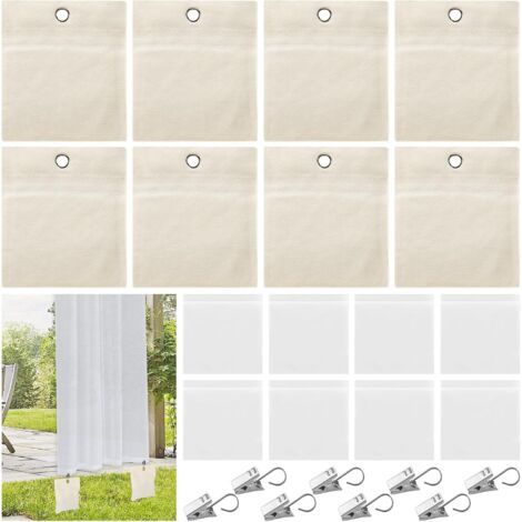 Lot de 8 sacs de poids pour rideaux extérieurs, sacs de poids portables pour tonnelle, avec pinces en métal, rideau d'extérieur, sac de sable pour pavillon, draps, cabane, gazebo, tentes (1/5)