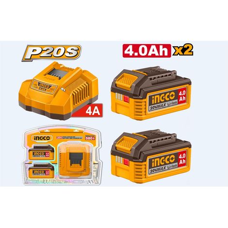 Chargeur de batteries 4.0 AH + 2 batteries 4.0 AH 20V