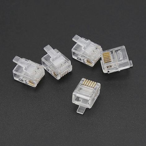 100 câbles modulaires RJ12 6P6C pour connecteurs téléphoniques principaux, fiches cristallines (1/4)