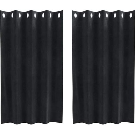 Rideaux occultants, ensemble de 2 pièces, noirs, 140 x 140 cm, matière velours. (1/5)