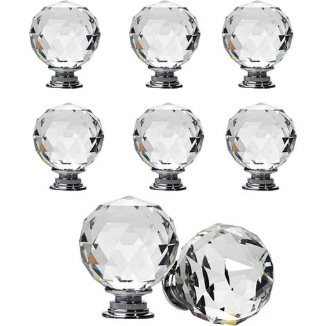Schubladengriffe, kugelförmig, Kristall, 8 Stück 20 mm durchsichtig (1/5)