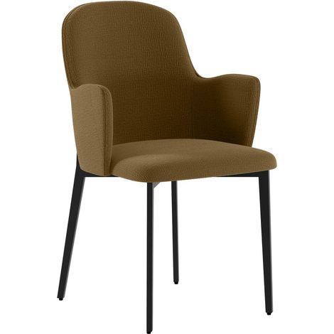 Poltroncina Sophia in Tessuto Marrone Easy-Clean con Struttura in Metallo Nero - Design Moderno Elegante per Arredo Interni Casa (1/5)