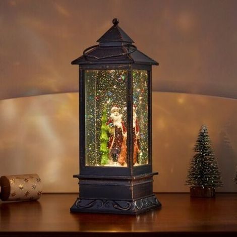 Christmas Light Up Snow Swirl Lantern (Santa) (1/3)