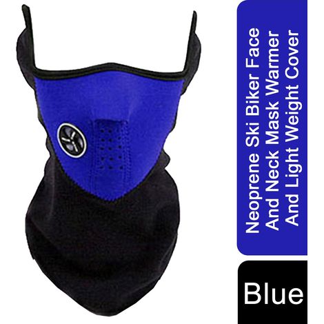 Thermal Neoprene Ski Biker Face And Neck Mask Warmer & Light Weight Cover -Blue - Blue (1/5)