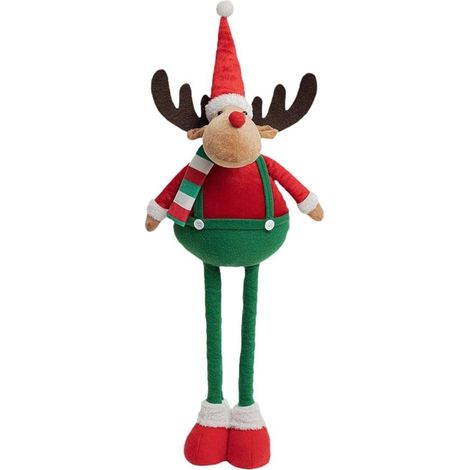 TrAdE Shop Traesio - Bambola Decorativa Natalizia Peluche Forma Di Renna In Piedi Gambe Estensibili 72cm 624412 - (1/5)