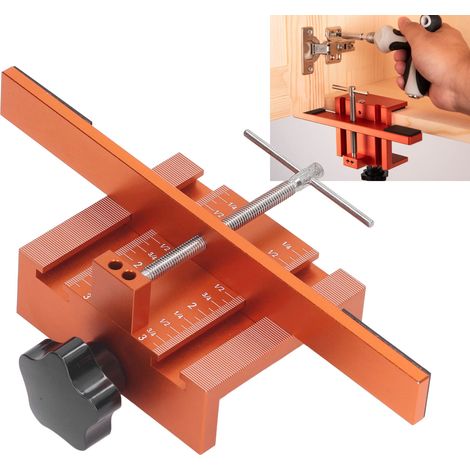 Gabarit pour porte d'armoire - Outil de perçage et de fixation pour portes d'armoires de rangement, perceuse pour vitrines, bras de support et pince intégrés en alliage d'aluminium, outil robuste adap (1/5)
