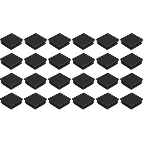 24 Pièces Bouchons Carrés en Plastique, 45mm x 45mm x 18.5mm Hauteur pour 38-43mm Tuyau Pied de Chaise Bouchons Embouts Carrés d'extrémité de Protection en PE pour Tables, Noir (1/5)