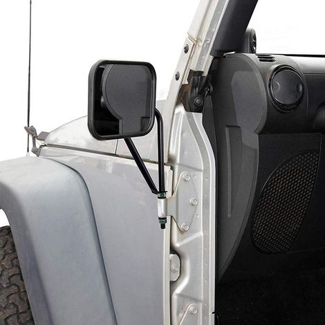 Rétroviseurs latéraux 2 pièces pour Jeep Wrangler CJ YJ TJ JK JL, miroirs de porte sur charnière, ajustement universel, vue arrière, accessoires extérieurs robustes.