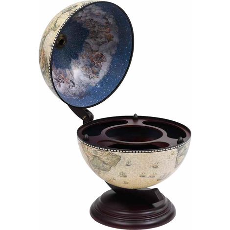 320909 vidaXL Tabletop Globe Bar Wine Stand Eucalyptus Wood Green (1/5)