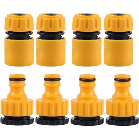 8 Pièces Raccords d'arrosage Tuyau Jardin Connecteur Rapide en Plastique(4 pièces Rapides Connecteur de Tuyau 4 pièces Connecteur 2in1)--Lefou (1/5)