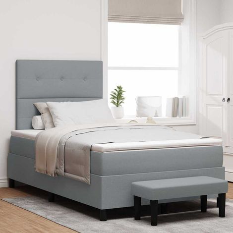Cama tipo Box Spring con cabecera Gris Claro 120 x 190 cm tela (1/5)