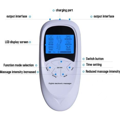 Zweikanal-EMS-Muskelstimulator, wiederaufladbares Körpermassagegerät, LCD-Bildschirm zur Schmerzlinderung, für den persönlichen Gebrauch