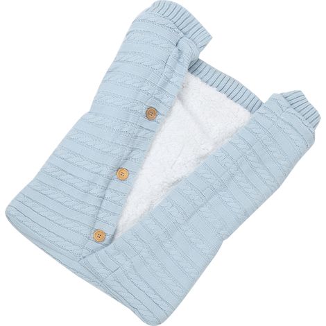 Couverture d'emmaillotage pour bébé, couverture chaude pour poussette, gigoteuse pour nouveau-né, bleu hiver (1/5)