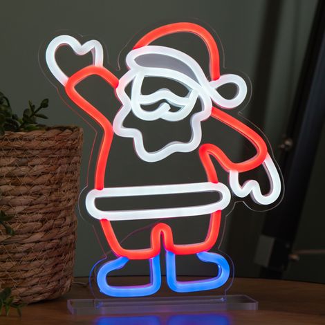 25cm Light up Waving Santa Christmas Table Top Neon Sign (1/5)
