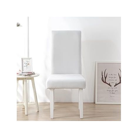 Housse de chaise blanche, monobloc, extensible, amovible, lavable, moderne (1/5)