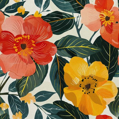 Dekorativer Outdoor-Stoff Oxford - Motiv Blumen I DX5376 (1/5)