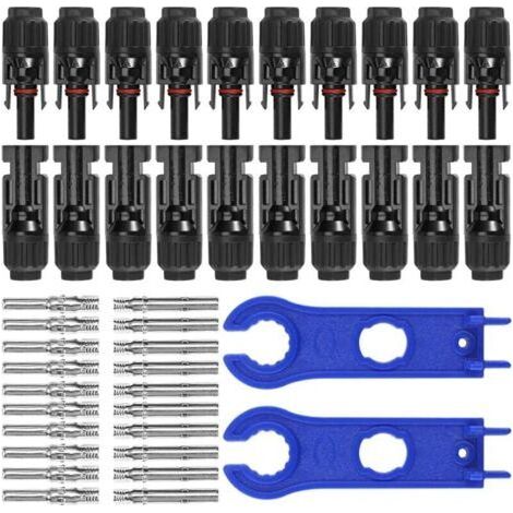 10 Paar MC4 Photovoltaik-Solarstecker, Stecker/Buchse, wasserdichte Doppelringdichtung, für Photovoltaik-Solarpanel-Kabelzubehör (1/4)