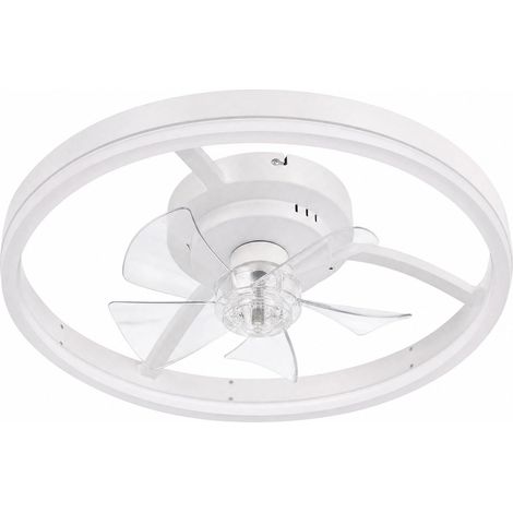 Leiser Deckenventilator mit LED-Licht, 50cm, dimmbar, 3 Farbtemperaturen, 6 Geschwindigkeiten, DC-Motor, flach, energiesparend - Weiß (1/5)