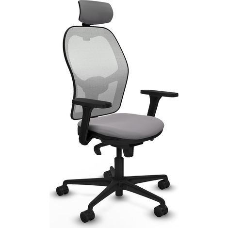 Jorquera sincro malla blanca similpiel gris brazos 3D base nailon cabecero 2D ruedas 65mm nailon (1/5)