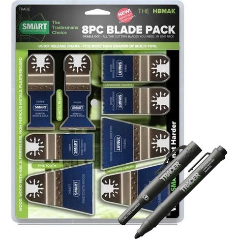 SMART Trade H8MAK 8 Piece Multi Tool Blade Set + Tracer Clog Free Marker Pen (1/5)